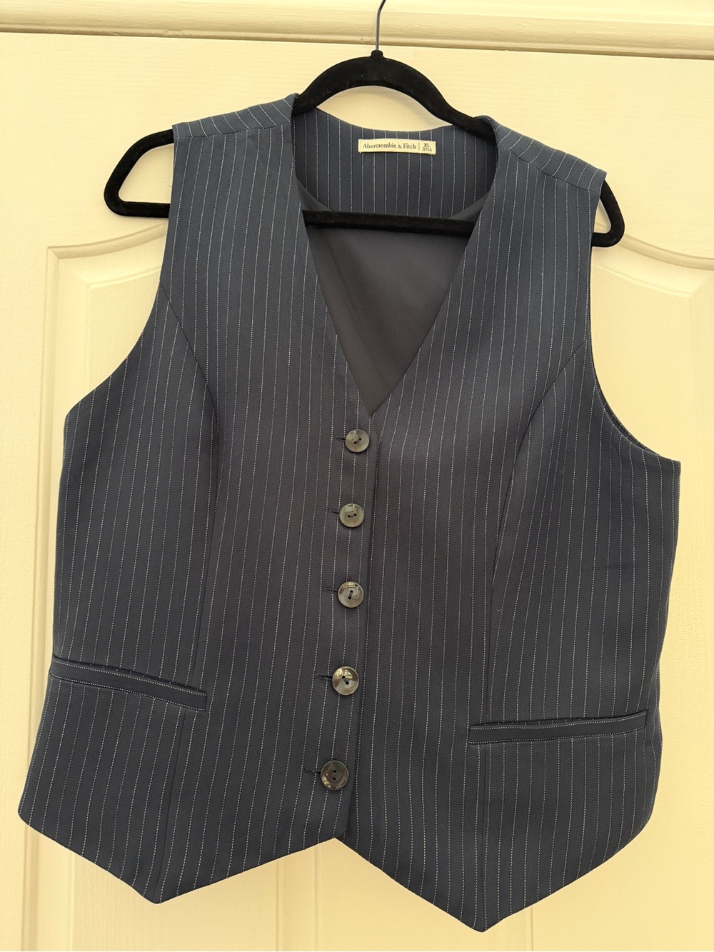 Abercrombie & Fitch Navy Pinstriped Tailored Vest - Picture 2 of 4